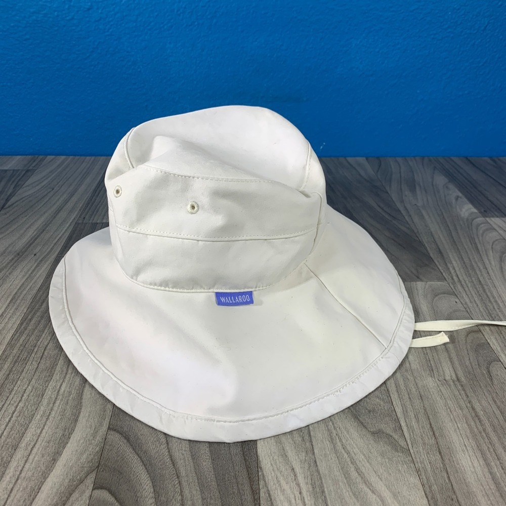 Wallaroo Casual Traveler Beach Boat Sun Hat White Drawstring Packable